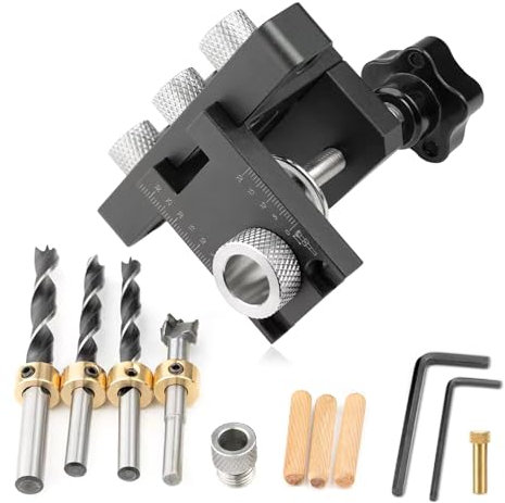 Mllepjdh Kit de perçage 3 en 1 avec gabarit de poche de 8/10/15 mm, outils de joints à 3 trous, kit de gabarit de poche 3 en 1