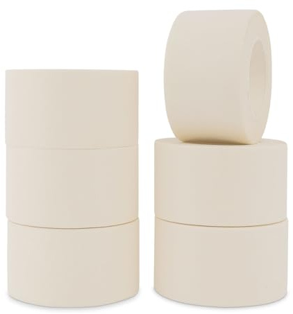 GOWTX White Masking Tape 6 Rolls, 38mm x 20m Easy Tear Painters Tape | 6 Rolls Crepe Paper Decorators Tape, 38mm x 20m Each 120m Total, Multi Surface for DIY Painting Crafts Wall Trim Car Spray