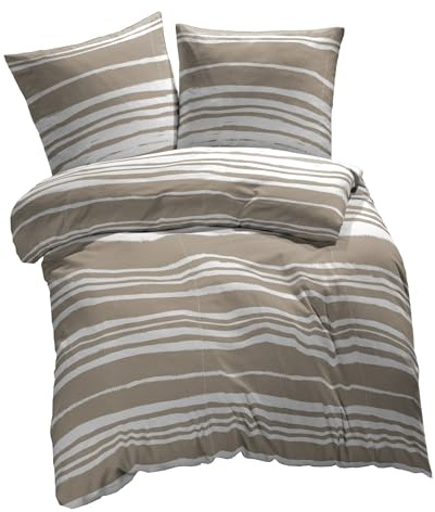 etérea Microfaser Bettwäsche 155x200 cm + 80x80 cm Carola Sand | 100% Polyester · Soft-Peach-Veredlung · Reißverschluss · 60°C waschbar · Ganzjahres · STANDARD 100 by OEKO-TEX