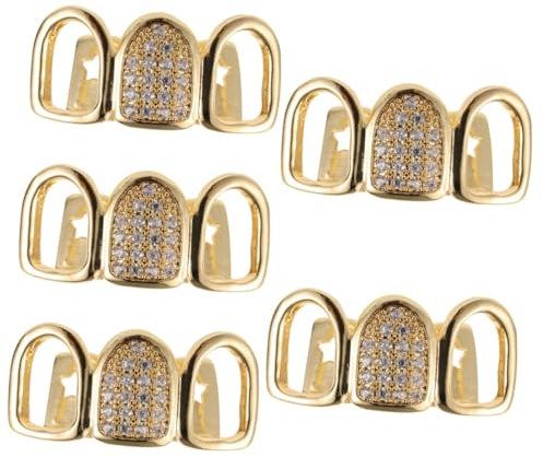 WRITWAA 5sätze Goldfarbene Hip Hop Zahn Grills Mit Einzigartigem Design Für Männer Und Frauen Für Zahn Schmuck Bei Partys Und Besonderen Anlässen
