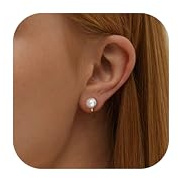 Kakonia Pendientes Clip,Pendientes Perla Mujer Sin Agujero Hipoalergénicos Plata Niña Oro Largos Colgantes Pendiente Cz Corazón Clip Pendiente Sin Agujero - Perla