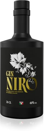 GIN NIRO - Gin Artigianale Fresco e Aromatico con Note Agrumate - Distillato da Gustare Liscio, con Ghiaccio e per Preparare Gin Tonic o Cocktail, Alcolici Made in Italy, Idea Regalo, 40% Vol, 70cl