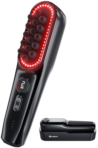 Scalp Massager - 2400 RPM Side-to-Side Vibration & Red Light Therapy Head Massager for Scalp/Face/Neck Relief, 50 LED Beads, 5-Speed Levels, Portable with Charging Dock