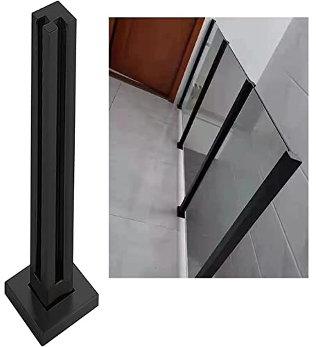 Système de garde-corps en verre noir mat – ils en acier inoxydable avec panneaux de clôture en verre pour intérieur/extérieur – Balustrades carrées en métal pour ponts et terrasses