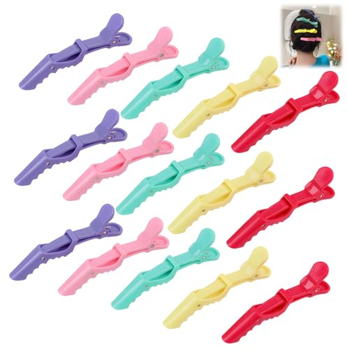 Fermagli per Capelli in Coccodrillo - Confezione da 15 Clip Professionali per Capelli Donna con Molle Resistenti, Ideali per Styling, Asciugatura e Taglio，fermagli per capelli donna