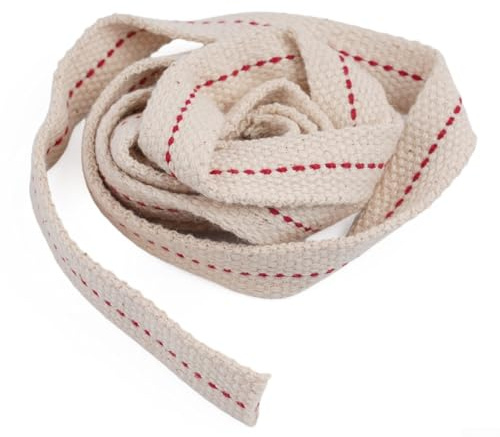 Honseadek Mèche de lampe au kérosène pur coton pour lampes à huile et brûleurs, 1 m de long avec 7 options de taille (0,9-2,5 cm de largeur), compatible avec caméra vintage (largeur 1,5 cm)