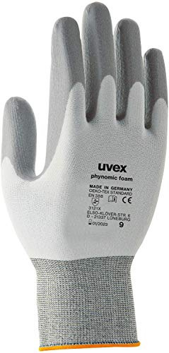 Uvex 60050 Phynomic Foam Dry Glove, Size 6, Grey/White