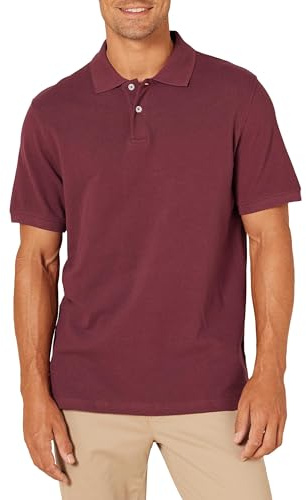 Amazon Essentials Men's Pikétröja i smal passform i bomull, Vinröd, XL