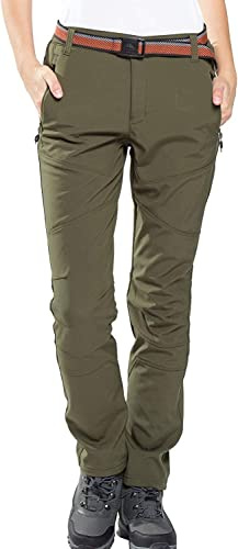 FLYGAGA Pantalones Trekking Mujer Invierno Aire Libre Impermeable Termicos Montaña Senderismo Esqui Softshell