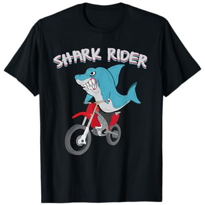 Shark Rider Funny Motorbike Motorcycle T-Shirt sharky tee T-Shirt