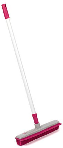 Kleeneze 2-in-1 Gummibesen, Mehrzweck Gummiborsten und Bodenabzieher, Ausziehbarer Griff bis zu 1,2m, fängt Tierhaare auf, kompakte tragbare Reinigungsbürste, kratzfrei, Innen- Außenbereich