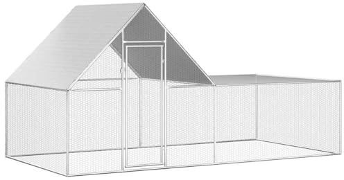 Festnight Hühnerstall 4 x 2 x 2 m (B x T x H) Verzinkter Stahl…