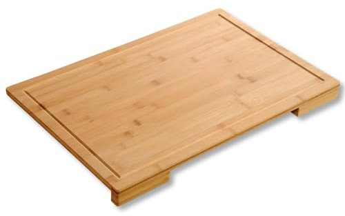 Kesper Schneide- und Tranchierbrett aus Bambusholz, mit praktischer Saftrille für den Fleisch- oder Gemüsesaft, Maße: 58,5 x 38,5 x 1,5 cm, 58127, Braun