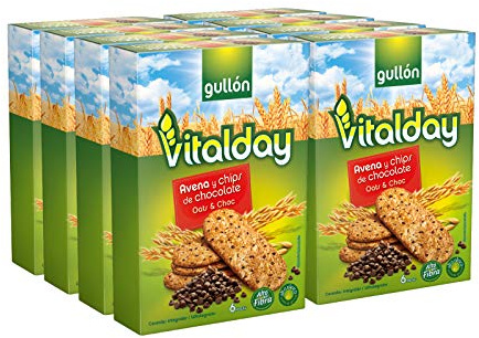 Gullón - Galleta Avena Chocolate chips Vitalday, 1.920 g, Pack de 8