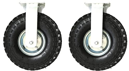2 x Bockrollen im Set Luft-Rad Stahlfelge Silber für Schubkarre Sackkarre Bollerwagen Strandwagen Anhänger