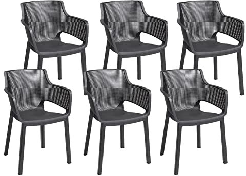 Keter Sedia da Esterno Elisa Set da 6 Pezzi Colore Grafite