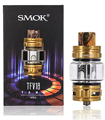 TFV18 Tank 7.5ML Atomizador de cigarrillo electrónico Fit TFV18 Mesh Dual Mesh RBA Coil Vaporizador para Morph 2 MOD Vaping (Oro)