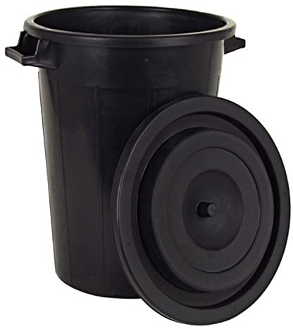 BURI Universaltonne 100 Liter Schwarz mit Deckel Regentonne Mülltonne Tonne | BURI Allzwecktonne aus robustem Kunststoff mit Tragegriffen für Garten, Gewerbe, Haushalt und vielseitige Entsorgung