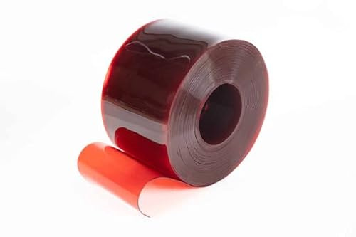 Transparent/Coloured PVC Door Strip/Strip Curtain - 200mm x 2mm x 50m Translucent RED - Warehouse Coldroom Chiller Butcher (Transparent Red)