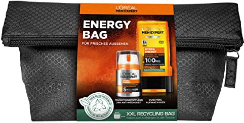 L'Oréal Men Expert Pflege-Set mit 24h Tagespflege und Duschgel, Porentiefe Reinigung und Feuchtigkeitspflege für Körper und Gesicht, Hydra Energy, 2-teilig