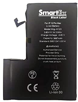 Smartex® Black Label Batterie Compatible avec iPhone 12 Pro Max - 3687 mAh | Garantie 2 Ans