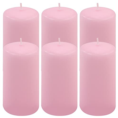 Stumpenkerze Höhe 11,5 cm Ø 6 cm lange Brenndauer Rund-Kerze Säulenkerzen Kerzen-Deko Tafelkerzen Weihnachts-Kerzen Hochzeit (pink, 6)