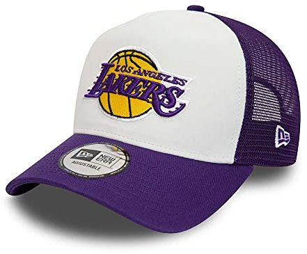 New Era Los Angeles Lakers NBA Team Colour White Purple A-Frame Adjustable Trucker Cap