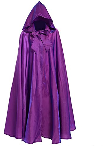 Proumhang Unisex Halloween Capa con Capucha Grim Reaper Vampiro Capa Larga Túnica Navidad Mascarada Carnaval Bruja Cosplay Accesorios Disfraces para Adultos Niños(M,Púrpura)