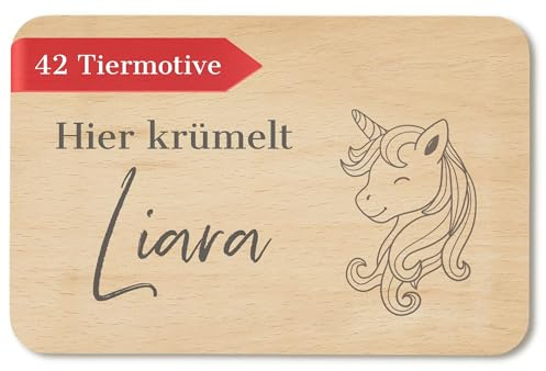 Frühstücksbrettchen personalisiert - Geschenke mit Namen und Tiermotiven - personalisierte Geschenke Kinder - Frühstücksbrettchen Kinder - Geschenk zur Taufe/Einschulung - Frühstücksbrettchen Holz