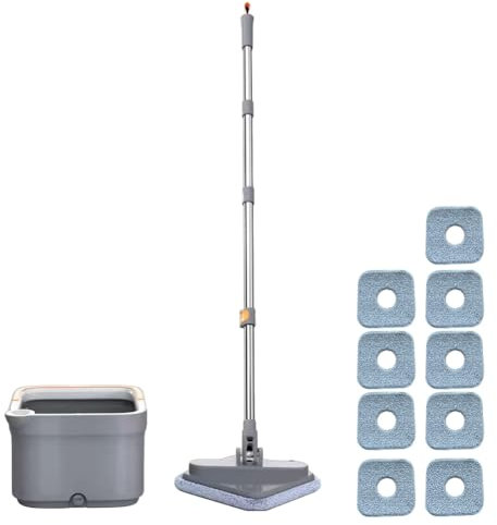 Cymwer Cubo para Piso Paño para Trapeador Uso en Seco Húmedo Limpieza Trapeador Giratorio Limpieza Giratoria de 360 ​​​​Grados Cubo para Piso Paño para Trapeador Extensible para Limpieza de