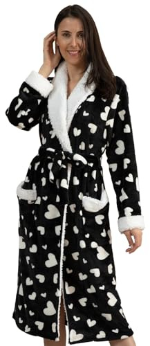 QIYUANT Vestaglie da donna in morbido pile soffice accappatoio invernale caldo accogliente da donna accappatoio loungewear collo scialle loungewear abbigliamento da notte abbigliamento da casa, S