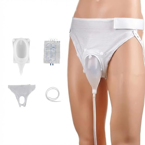 Orinal para hombres, mujeres y ancianos, material de silicona portátil con bolsa de recolección de orina, sistema de drenaje urinario, agradable a la piel y sin olor, viene con pantalones espaciosos y