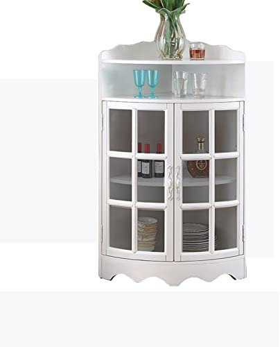 MOOWI Weinschrank Eckiger dreieckiger Aufbewahrungsschrank aus Weinholz mit Zwei Türen und verstellbarem Regal for Badezimmer, Wohnzimmer, Esszimmer oder Küche Barschrank (Size : L, Color : B)