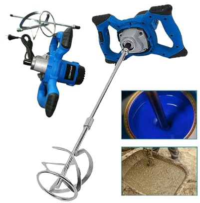 Banas Mescolatore per malta da 2600W, Miscelatore per colla Elettrico Betoniera Cemento, 6 velocità variabili, manici ergonomici, filettatura M14; Blu