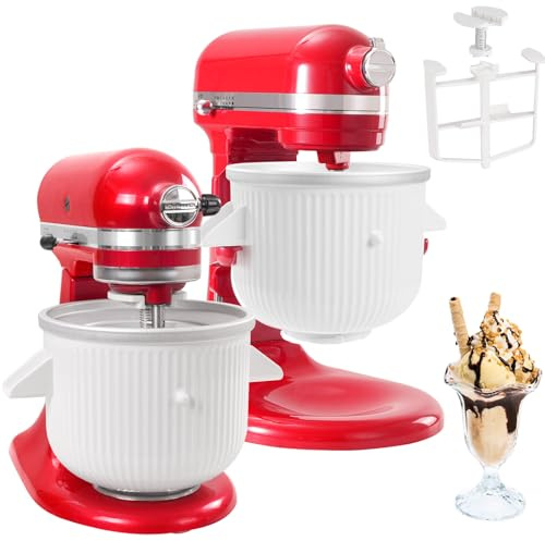 Eismaschinen für Kitchenaid Standmixer, kompatibel mit Kitchen Aid 4,5 QT und größerem Mixer, 2-Quart Frozen Joghurt & Sorbet Gelato Maker, spülmaschinenfest