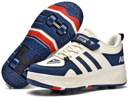 WOWEI Skor med hjul för pojkar flickor skateboardskor för barn vuxna rullskridskor utomhusskor sneakers 2-i-1 multifunktionella rullskridskor sneakers sportskor, Wow V19, 34 EU