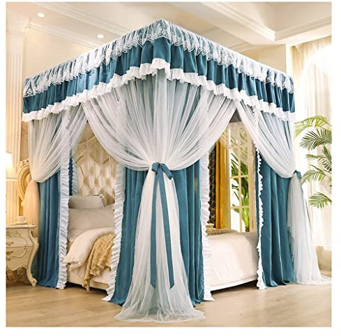 itonc Bett Vorhang Bett Baldachin Hause Gitter Bett Baldachin, Blackout Staubdicht Bett Vorhang Mit Halterung, Vier Jahreszeiten Universal (Farbe : A5, Größe : 200X220X200Cm)