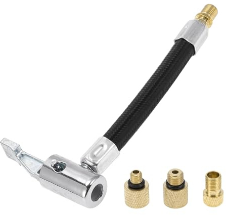 A ABSOPRO Tire Inflator Extension Tube 4.72inch M8x0.8 15.5mm OD Black | Durable, Air Pump Extend Hose Adapter, Tire Valve, with Thread Adapter, Nylon, 1 Set