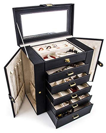 LVUNZJCA Schmuckschatulle Schmuckschatulle mit großer Kapazität Prinzessin-Stil Hand Schmuck Halskette Ohrring-Kasten Geeignet for Shops oder zu Hause für Kommode, Schlafzimmer