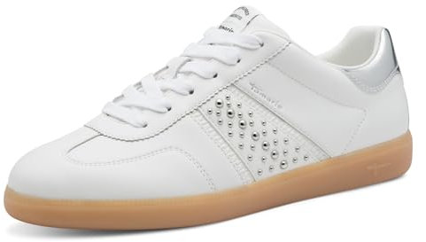 Tamaris Damen Klassische Ballerinas, Frauen Flats,Comfort Lining,TOUCHit-Fußbett,Slip-ons,klassisch elegant,Ballerinen,White/Silver,39 EU