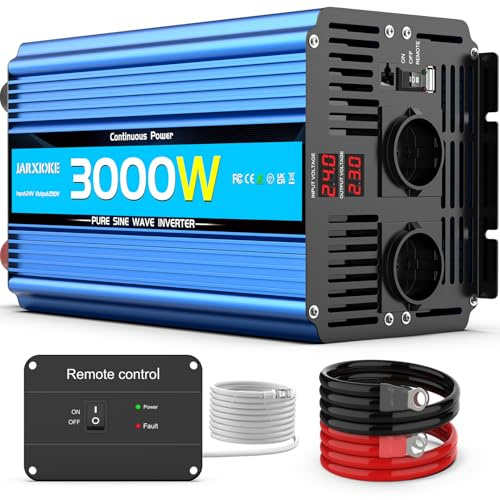 Pur Sinus Convertisseur 24v 220v 3000W 6000W/Transformateur de Tension/Convertisseur de Tension avec Télécommande et USB et EU Prise de Courant Alternatif