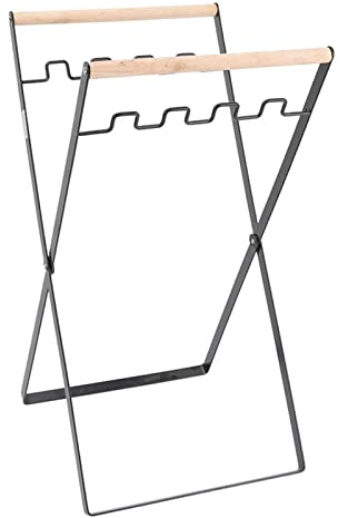 TIKATARER Support de Sac Poubelle, Support de Sac Poubelle en Fer, Support de Sac Poubelle Pliable, Support de Sac Poubelle Portable avec Poignée en Bois de Caoutchouc, Support de Sac