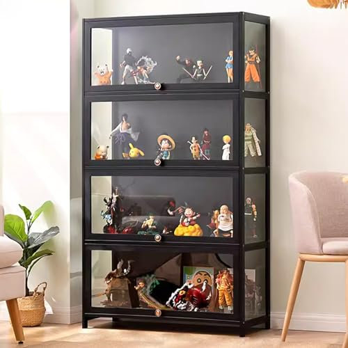 YFWOKSL Vitrine, Figurenvitrine, Schrank für Minifiguren, Actionfiguren, Statuen, Essensaufbewahrung, Figurenschrank, Display, Action-Wandhalterung, Holzmodelle, Spielzeugvitrinen 70x32x140cm/L27