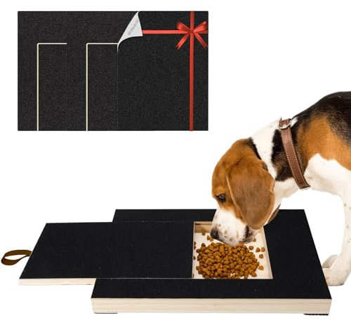 OT-NVWOZR Hund Nagelkratzbrett, Holz Hund Nagelfeile Board mit Eingebauter Snackbox & 3 Schleifpapier, Welpennagelschleifpad Stabile Hundepfoten Stressfreie Kratzmatte für Haustiere Nagelpflege
