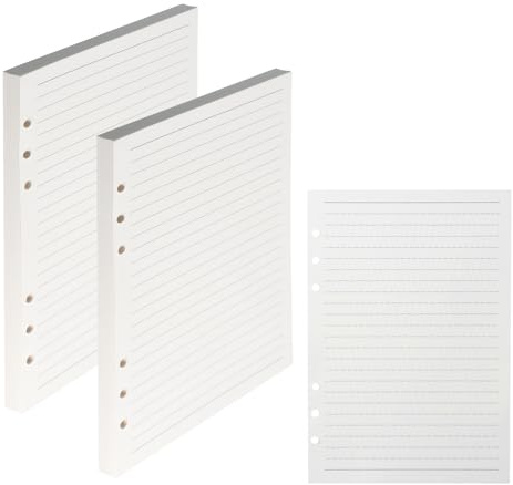 2 Packungen A5 Nachfüllbares Papier, 160 Blätter A5 Refill Paper Nachfüllpapier, 6 Löcher Nachfülleinlagen Loose Notizpapier, Ringbucheinlagen für Binder Notizbuch Tagebuch, Linie