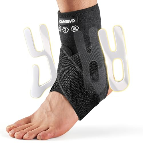 CAMBIVO Sprunggelenkbandage, Knöchelbandage mit Seitenstabilisator, Einstellbar Sprunggelenk Bandage Fußgelenk, Orthese Sprunggelenk für Verstauchungen, Plantarfasziitis, Fußbandage für Sport Alltag