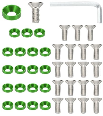 PATIKIL Kit De Arandelas Avellanadas M8, 40 Piezas De Aleación De Aluminio Cabeza Plana Para Tornillos Y Accesorios Mecánicos Modelos DIY, Verde