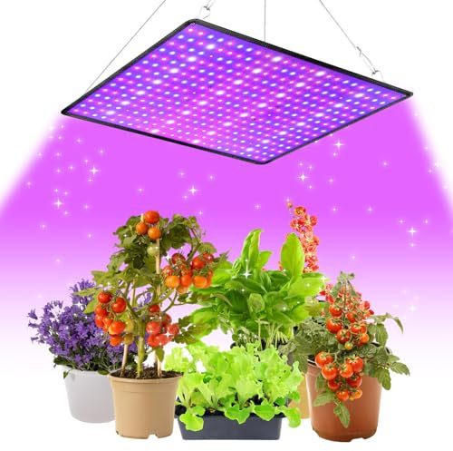 Rosnek LED Pflanzenlampe Vollspektrum 100W mit 360 LED-Chips, IP65 Wasserdicht, UV/IR Licht für Indoor-Anbau, Gemüse, Hydroponik, Haken (Vollspektrum Modell)