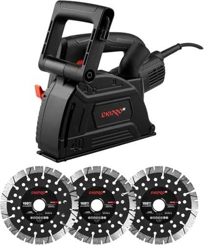 Dnipro-M Rozadora de pared 1800W, disco 150mm. Profundidad de corte 40 mm, con aspiración de polvo y arranque suave. Incluye 3 discos. GS-15