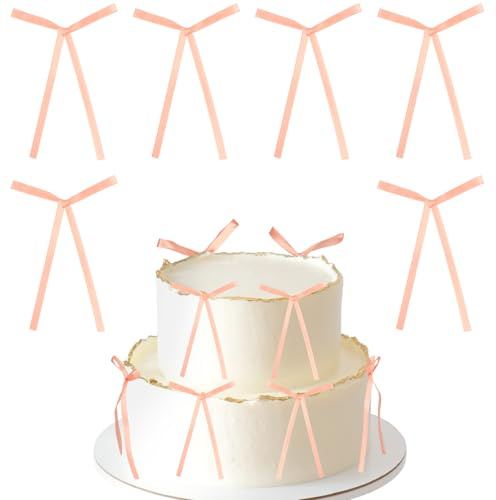 Lot de 30 nœuds en or rose pour décoration de gâteaux, décorations de gâteaux d'anniversaire, mariage, fête prénatale, ballons, bouquets, nœuds pour emballage cadeau, fournitures de décoration d'arbre